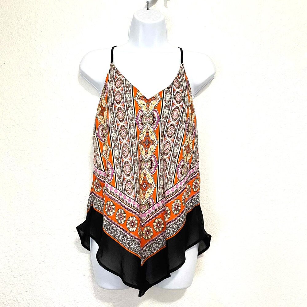 by & by Women's Halter Paisley Semi-Sheer Blouse Top Multicolor Size M